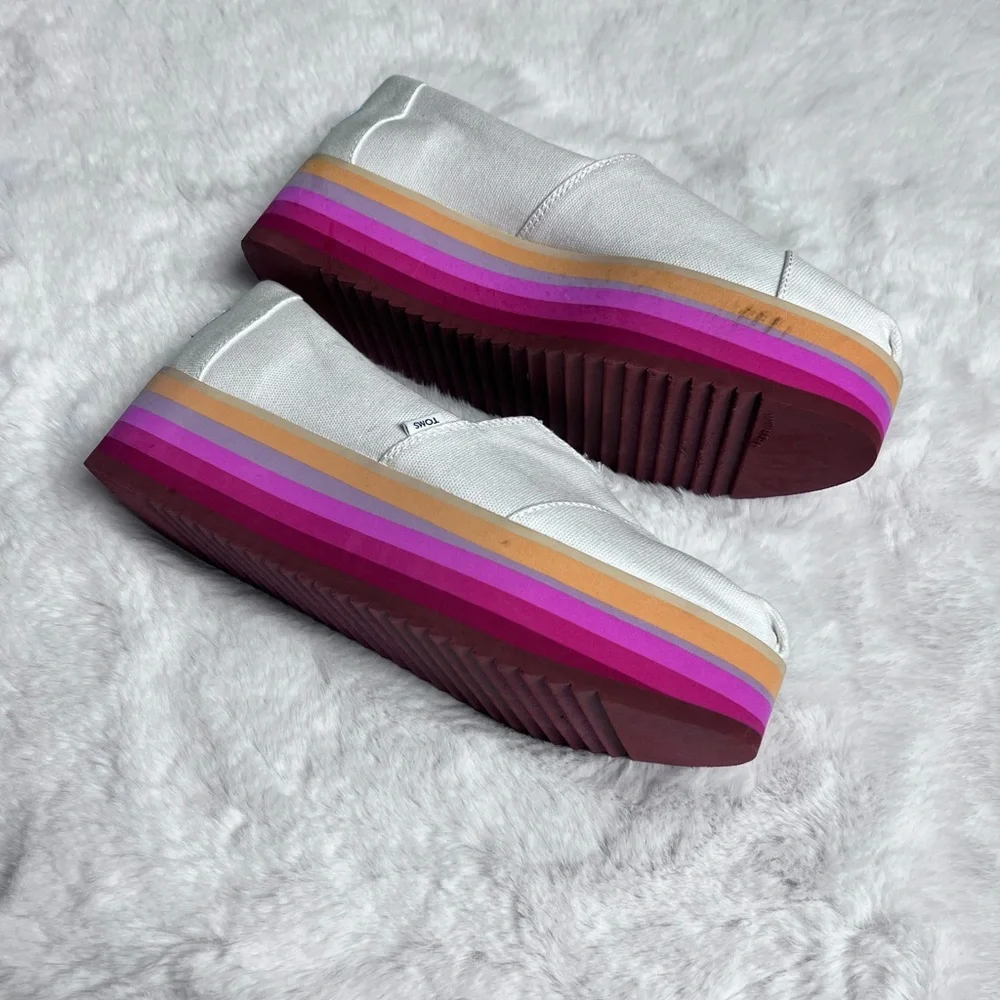 Toms Women's White Platforms with Multicolor Sole